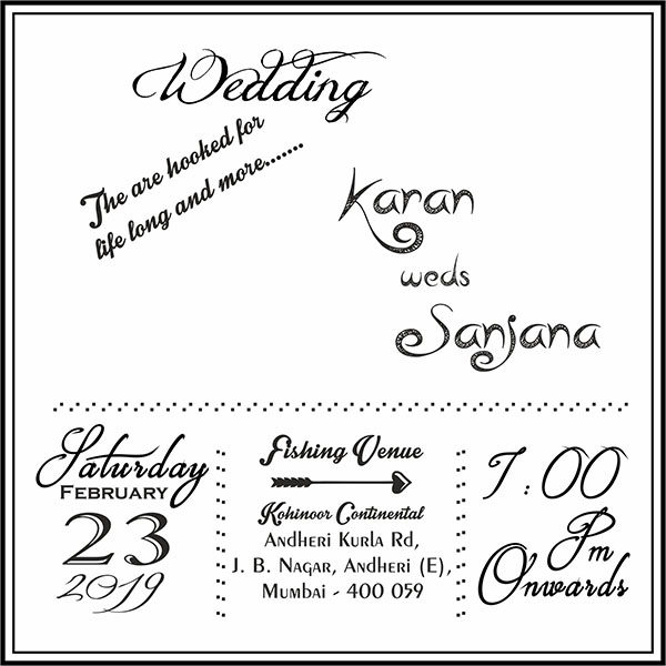 Wedding invitation card Hooked Booked - Parekh Cards
